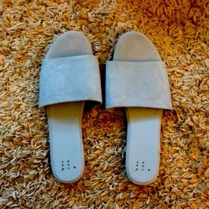 Light blue slide on sandals